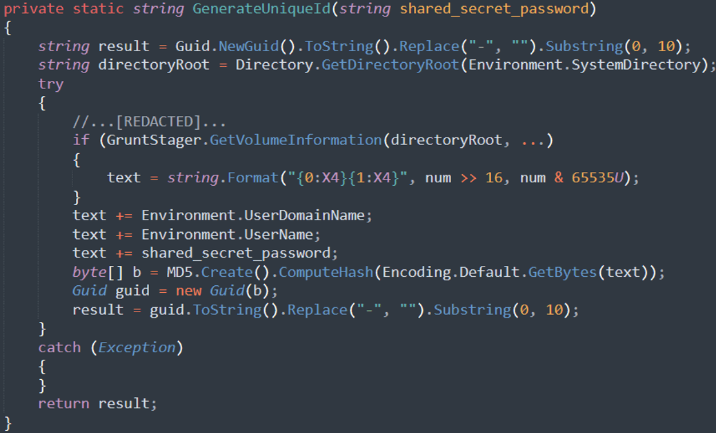Figure 10. Grunt ID generation routine added by Sednit