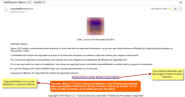 Correo malware banco chileno